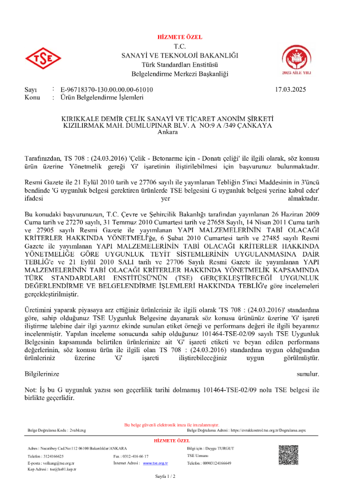 TSE BELGESİ Kırdemir pdf